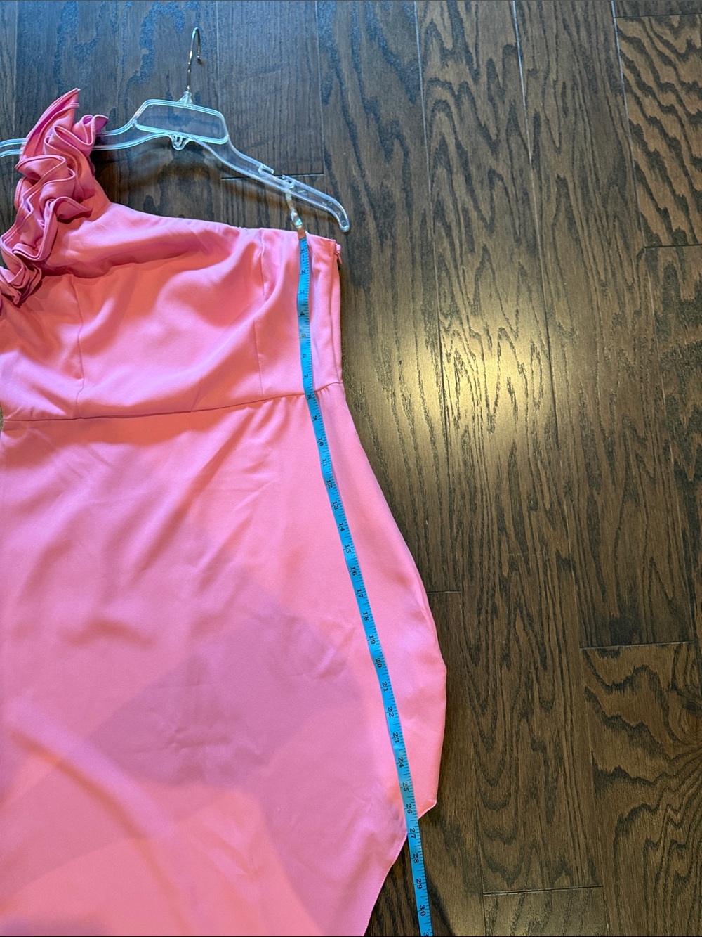 One-Shoulder Pink Ruffle Dress - Picture 6 of 8